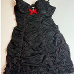 Sexy‎ Little Things Black Dress Ruffle Trim Red Bow Accents Party Photo 0