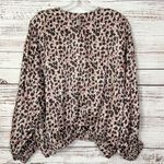 ZARA Multicolor Leopard Print Bliouson Sleeve Sateen Shirt, EUC, Size Small Photo 11