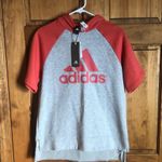 Adidas hoodie sweater work out shirt! gray orange hoodie t shirt Photo 2
