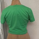 ZARA  Kelly Green Knotted Front Cropped Tee M Classic Rainbowcore Boho Photo 2