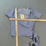 NWT 8 Birdies Australia Blouse Top Blue Stripe Wrap Tie Short Sleeve V Neck M Size M Photo 2