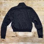 Good American NWT Laser Cut Scuba Cropped Jacket Black Leopard Mesh Full Zip Photo 9