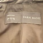 Zara Basic Floral Print Blazer Sz Sm Faux Leather Trim Black Cropped Jacket Photo 9