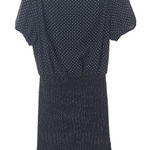 HYFVE Black Polka Dot Mini Dress with Fitted Smocked Skirt Size Medium Photo 0