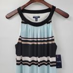 CHAPS  Striped Maxi Dress Womens XL Blue Black Slit Casual Beach‎ New Photo 4