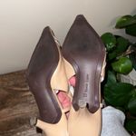 Etienne Aigner  Womens 7 Leather Florad Beige Slingback Kitten Heel Pointed‎ Toe Photo 4