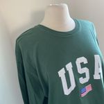 Forever 21 USA Long Sleeve T Shirt Womens Sz Large Green Novelty Photo 1
