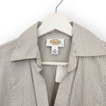 American Vintage Vintage Talbots White Dark Gray Pinstripe V Neck Button Down Shirt 18 Photo 1