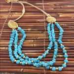 Turquoise Layered Necklace with Gold Medallion Accents Daniele Dessen Blue Photo 4