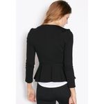 Topshop  Black Ruffle Front Peplum Front Zip Jacket 6 Photo 1