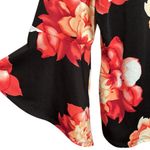 Venus  Black Floral Women's V-neck beaded bohemian sleeves criss cross front top Photo 4