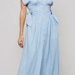 Prómesa Promesa Linen Blend Tan Side Tie Midi Dress size Large Photo 1