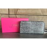 Trina Turk NWT Black & White Large Zip Around Wallet Croc Design Photo 1