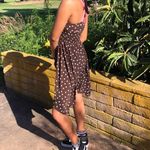 JCPenney Brown And White Polka Dot Halter Dress Photo 3