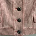 CAbi Amelia Button Front Jacket with Pockets, Coral & White Pattern, Size Large Photo 4