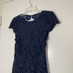 Lulus NEW!  Romance Language Navy Backless Lace overlay mini embroidered Dress S Photo 2
