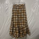 Urban Outfitters Brown Plaid Peasant Linen Skirt Size XS Photo 3