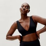 Everlane The Triangle Bikini Top Removable Pads Tie-Back Stretch Black XS Photo 1