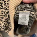 Cute leopard striped trim soft sweater old money mobwife flowy 90’s y2k look Tan Size undefined Photo 5
