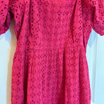 La Blanca Magenta Pink Eyelet Mini Dress Square Neck Puff Sleeve Medium Photo 0