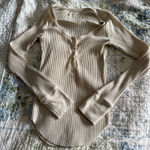 Aerie  Long Sleeve Henley Top Cream Photo 0