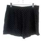Ann Taylor  Loft Women's Size 8 Black Pleated Polka Dot‎ Shorts Photo 1