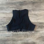 SheIn Rhinestone Fringe Zip Back Tank Top Sparkle Tassel Outfit Slim Fit Crop Blouse Photo 7