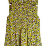 ZARA  smocked yellow floral high neck tank sleeveless‎ blouse size XS Photo 0
