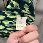 Aerie NWT Offline Goals Plunge Sports Bra Deep Forest Green Animal Print Photo 4