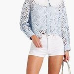 Maje guipure shirt with collar in blue sky Photo 0