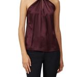 Parker Deep Purple Dallas Silk Halter Cutout Bow Top Photo 0