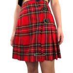 1950s Banner Union Made Vintage Red Plaid Pleated Skirt Waist XS 23" Photo 4