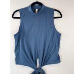 Lululemon Women Top Blue Time to Restore Mock Neck Tank Front Tie Stretch Size 8 Photo 5
