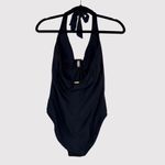 Helen Jon Womens Swimsuit Black Plunge Tortoise One Piece Halter Beach Small Photo 2