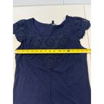 Talbots  XS Navy Blue Cotton Knit Dress Eyelet Embroidered Cap Sleeve Casual Photo 4