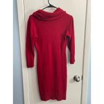 Connected Apparel VTG Sweater Dress Medium Red Cowl Neck Office Siren Holidays Photo 3