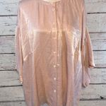 Vince Camuto TWO BY Blouse Bell Sleeve Rumpled Satin Pink-2X Photo 1