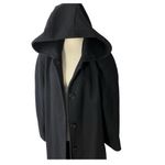 VINTAGE JULIA KLEIN Hooded Wool Longline Pea Coat Black Size 12 Photo 2