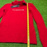 Bebe Wmens Size Small Fed Quarter Zip Ribbed Sweater Rhinestones Glam NWT Photo 2