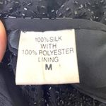 00s NIGHT VOGUE Vintage Black Beaded Silk Knee Length Short Sleeve Dress Size M Photo 5