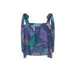 Warm 3/Large Purple Green Floral Tie Strap Square Neck Crop Woodstock Tank Top Blue Photo 3