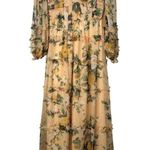 O.p.t Ada Garden Ethereal Flowy Romantic Cream Chiffon Maxi Dress XS Yellow Photo 0