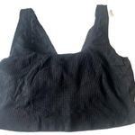 Aerie NWT Waffle Knit Lace V Back Longline Bralette Bra Black Size XL NEW Photo 0