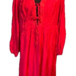 SBetro Red Plus Size Boho Maxi Dress – Long Sleeve, Size 3X Photo 0