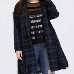 Torrid blue green plaid fit & flare trench coat 2X Photo 0