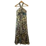Hoaglund NY Halter Animal Print Beaded Maxi Gown Formal Dress Size 8 Green Photo 1