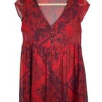 Ecote Urban Outfitters Women XS Red Paisley Babydoll Mini Dress Y2K Fairy Grunge Photo 0