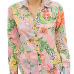Lilly Pulitzer for‎ Target Buttons Shirt boho floral long sleeves Size S/P Pink Photo 0