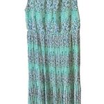Maison Jules  Maxi Dress pleated Mint green floral sleeveless sz L 12-14 Easter Photo 0