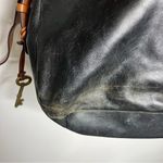 Fossil  Harper flap crossbody bag black leather brown leather strap medium size Photo 4
